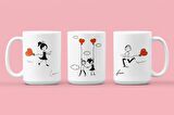 Love Forever Aşktan Havalara Uçmak Temalı 14 Şubat Sevgililer Günü Özel Hediyelik 2'li Kupa Bardak