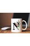 N Harfi Baskılı Porselen Kahve Kupası Hediyelik Eşya Hediyelik Kupa