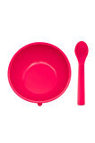 BABYCHEFS %100 PREMIUM SİLİKON 2'Lİ KASE KAŞIK MAMA SETİ VAKUM SİSTEMLİ PEMBE
