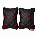 Araba Seyahat Kırmızı Nakışlı Renk Boyun Yastığı 2’li – Kapitone Konforlu Destek Yastığı