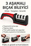 3 Aşamalı Bıçak Bileyici – Elmas, Tungsten ve Seramik Uçlu