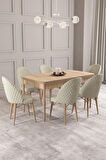 Calvin Meşe Desen 80x132 MDF Açılabilir Mutfak Masası Takımı 6  Sandalye