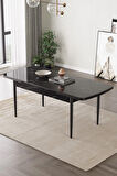 Calvin Beyaz Mermer Desen 80x132 MDF Açılabilir Mutfak Masası Takımı 4 Sandalye, 1 Bench
