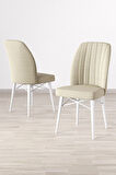 Lara Beyaz 80 X 132 Açılabilir MDF Mutfak Masası 4 Sandalye, 1 Bench