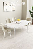 Clara Beyaz 80x132 Açılabilir Mdf Masa Yemek Odası Takımı,Mutfak Takımı 4 Adet Sandalye