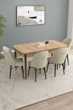 Arya Meşe Desen 80x132 MDF Açılabilir Mutfak Masası Takımı 4  Sandalye