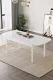 Daisy MDF Beyaz Mermer Desen Açılabilir 80x132 Cm 4 Sandalyeli Mutfak Masası Takımı