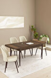 Floryn MDF Barok Desen Açılabilir 80x132 Cm 4 Sandalyeli Mutfak Masası Takımı