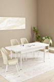 Floryn Beyaz 80 X 132 Açılabilir MDF Mutfak Masa Takımı 4 Sandalye