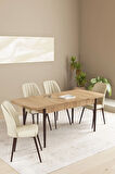 Floryn Meşe Desen 80 X 132 Açılabilir MDF Mutfak Masa Takımı 4 Sandalye