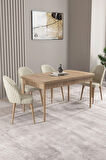 Milas Meşe Desen 80x132 MDF Açılabilir Mutfak Masası Takımı 4  Sandalye