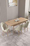 Milas Meşe Desen 80x132 MDF Açılabilir Mutfak Masası Takımı 4  Sandalye