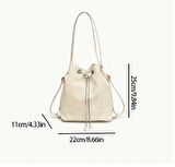  Krem Rengi Kendinden Desenli Sırt ve Omuz Çantası