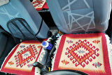 Reversible Oto Koltuk Kilim Seti • 3 Parça • Makine Dokuma • Akrilik & Polyester • Saçaklı