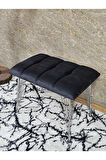 Metal Krom Tel Ayaklı 60 cm Puf Bench - Puf - Bench - Oturak - Mutfak Oturağı - Antre Oturağı Füme Renk 60 x 40 Boyut/Ebat
