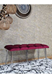 Metal Krom Tel Ayaklı 100 cm Puf Bench - Puf - Bench - Oturak - Mutfak Oturağı - Antre Oturağı Bordo Renk 100 x 40 Boyut/Ebat