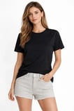 the kethen Osy Modal Yumuşak Dokulu Kumaş Bisiklet Yaka T-shirt - Siyah