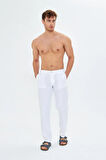 Erkek Beyaz Keten Pantolon
