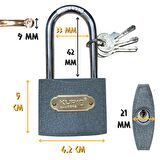 Kupa Uzun Kanca Asma Kilit Gri 63 mm. - 3 Anahtarlı