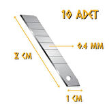 Kupa Maket Bıçağı Falçata Yedeği 9 X 0.4 mm. - 10 Adet