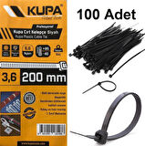Kupa Plastik Cırt Kelepçe Siyah 3.6 x 200 mm. - 100 Adet