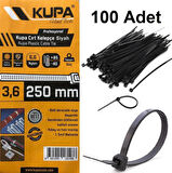 Kupa Plastik Cırt Kelepçe Siyah 3.6 x 250 mm. - 100 Adet