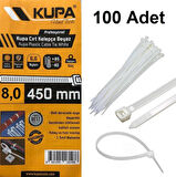 Kupa Plastik Cırt Kelepçe Beyaz 8.0 x 450 mm. - 100 Adet