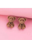 Sevimli kahverengi Peluş Ayı - Tavşan küpeler - Kızlar için Mini Bir Hediye