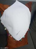 El Emeği Muskalı, Kurdele Oyalı , Boncuklu Yazma , Fular ,yemeni, Mevlüt Örtüsü 4 Kenarı Oyalı