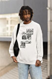 Tasarım Araba Baskılı Unisex Oversize Sweatshirt