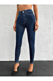 KADIN LACİVERT YÜKSEK BEL  DAR PAÇA KOT PANTOLON