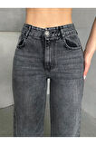 KADIN SİYAH KAR YIKAMA BOLPAÇA JEANS KOT PANTOLON