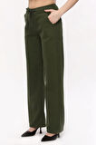 KADIN HAKİ BELİ İPLİ LASTİKLİ BOL PAÇA PANTOLON