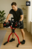 Ayarlanabilir Dambıl  Ve Stand Seti 2 x 24 Kg Ayarlanabilir  Mekanizmalı Dambıl + Dambıl Standı 
