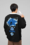 Tasarım Sonic Baskılı Unisex Oversize Çizgi Film Sweatshirt