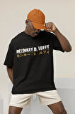 Anime Karakter Monkey D Luffy Baskılı Unisex Oversize Tişört