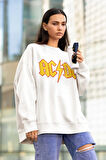 AC DC Müzik Grubu Baskılı Unisex Oversize Rock Metal Sweatshirt