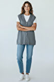 KADIN ÖNÜ DÜĞMELİ CEPLİ KALIN KIŞLIK KISA YELEK