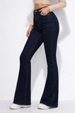 Kadın Yüksek Bel İspanyol Paça Power Likra Kot Denim Jean Lacivert / 40