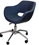 Ofis Koltuğu Döküm Süngerli Lacivert Renk Keten Kumaş Örümcek Yıldız Ayaklı