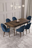 Arya Barok Desen 80x132 MDF Açılabilir Mutfak Masası Takımı 6  Sandalye