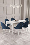 Arya Beyaz 80x132 MDF Açılabilir Mutfak Masası Takımı 6  Sandalye