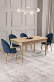 Calvin Meşe Desen 80x132 MDF Açılabilir Mutfak Masası Takımı 4  Sandalye