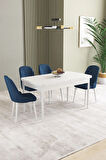 Ikon Beyaz 80x132 MDF Açılabilir Mutfak Masası Takımı 4  Sandalye