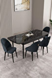 Ikon Meşe Desen 80x132 MDF Açılabilir Mutfak Masası Takımı 4  Sandalye