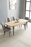Ikon Meşe Desen 80x132 MDF Açılabilir Yemek Masası Takımı 4  Sandalye