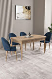 Milas Meşe Desen 80x132 MDF Açılabilir Mutfak Masası Takımı 4  Sandalye