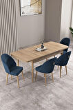 Milas Meşe Desen 80x132 MDF Açılabilir Mutfak Masası Takımı 4  Sandalye