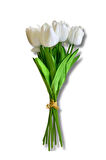 Yapay 10'lu Islak Lale Buketi 33 Cm Beyaz