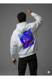 Lenithra Las Vegas Sırt Baskılı Unisex Oversize Hoodie Beyaz / 2XL